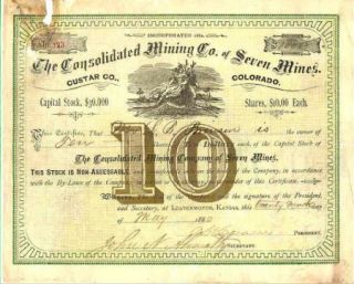 1880 Consolidated Mining Co of Seven Mines Colorado