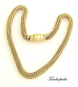 18k solid yellow gold necklace 16 inches with a magnificent clasp with