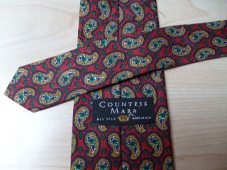 New Men Countess Mara Paisley Silk Tie 57 Red Navy Gold Green Gray