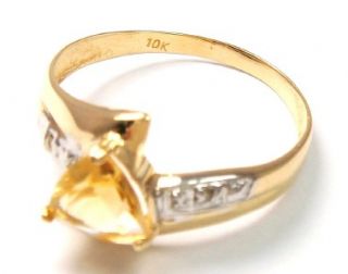10kt yellow gold trillion cut citrine diamond ring