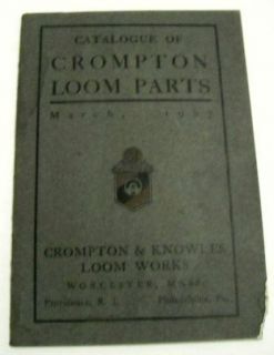 Crompton 1907 Loom Parts Book Manual