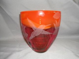 cynthia myers art glass hummingbird bowl
