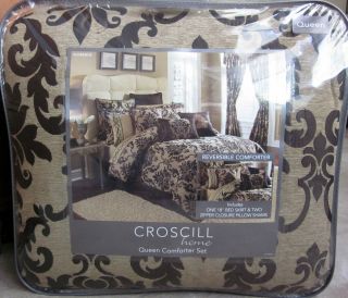 Croscill FLORENCE Chocolate Gold Reversible 4 Piece Queen Comforter