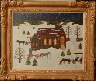 JANE WOOSTER SCOTT A Winters Night at Church Oil Painting