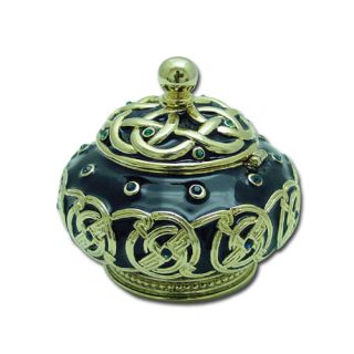 Celtic Pot Crystal Jewelry Trinket Pewter Box Nice