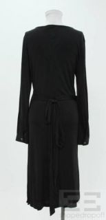 Cynthia Rowley Black Silk Pink Applique Wrap Dress Size L