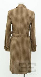 Cynthia Cynthia Steffe Tan Brown Houndstooth Leather Belted Coat Size