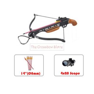 150 lbs Short Real Wood Hunting Crossbow 8 Arrow Scope
