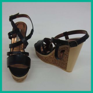 Cynthia Vincent Womens Wedge Sandals Marlow Black 6 NWB Rtl $325 Jmto