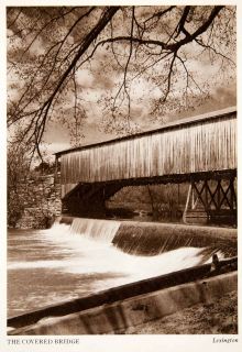  Colonial Wooden Covered Bridge Lexinton Virginia Water Fall