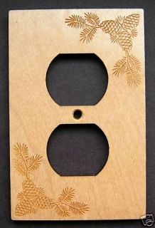 Laser Engraved Pine Cone Electrical Outlet Plate Cover
