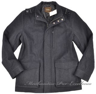 New Mens Cole Haan Wool Winter Coat Topper Charcoal Black Size Medium