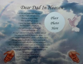 Dear Dad in Heaven Poem Memorial Gift for Loss of A Loved One