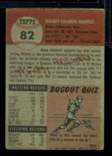 SC1 1953 Topps 82 Mickey Mantle New York Yankees