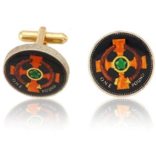 English Pound Cross in Circle Coin Cuff Links CLC CL506