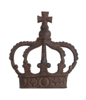 British Royal Queen Crown Bowed Wall Decor Cast Iron Metal Dark Brown