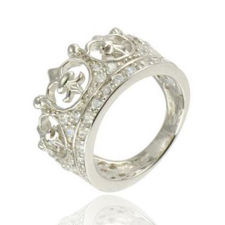 Crown Shape CZ Cubic Zirconia 925 Sterling Silver Bridal Engagement