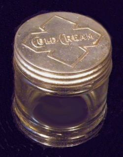 Antique Vintage Daggett Ramsdell Perfect Cold Cream Glass Jar Metal