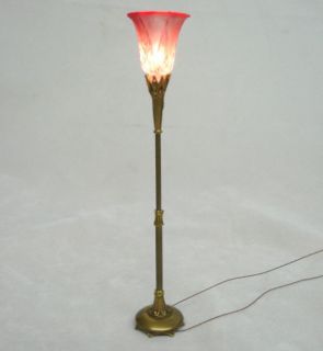 Mini Pounder Torchier Floor Lamp Cranberry Shade w LED