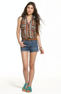 Lush Blouse & Levis Shorts