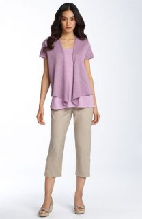 Eileen Fisher Linen Open Cardigan & Tank with Papercloth Capris