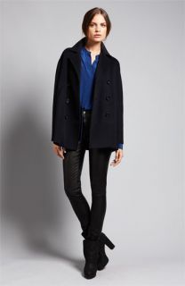 Vince Peacoat, Shirt & Leather Jeans