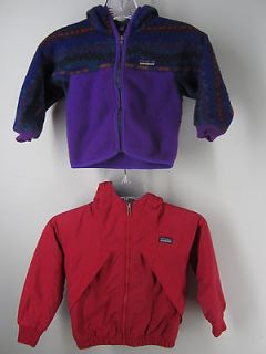 vtg Nice Patagonia Toddler 3T Lot Warm Red Jacket Shell Coat & Purple