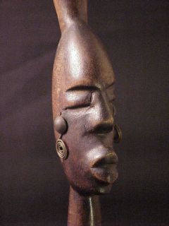 Vintage Carved Wood African Pedestal Statue Woman s Head Wooden with