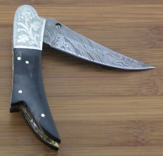 Custom 100% Handmade Damascus Steel Folder Folding Knife Knives Liner