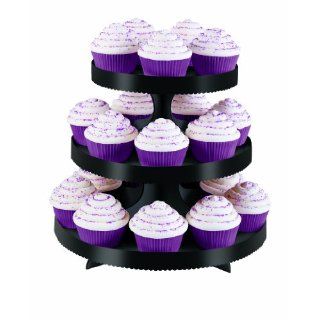 features includes 3 tier black cupcake stand 12 inch diameter by 10