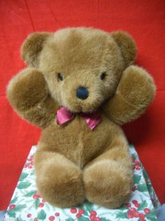 Dakin Cuddles Teddy Bear 1979 Brown Cinnamon Plush Burgundy Satin