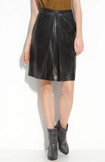 June Pleated Leather Skirt