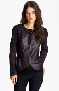 Hinge® Leather & Suede Peplum Jacket