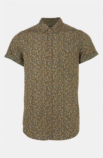 Topman Allover Floral Print Woven Shirt