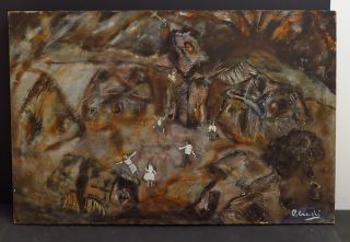 Pachita Crespi Oil Painting  Volcano Actions  Village Destroyed NYC