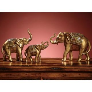 Crestview Set of 3 Resin Elephant Statues w Glass Mosiac Inlay