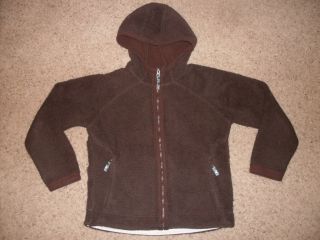 Rei Brown Hooded Thick Warm Fleece Jacket Zip Up Girls L XL
