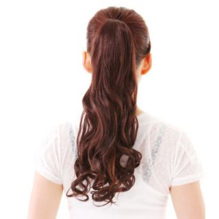 Womens Ponytail Clip on Hair Extensions Long Curl Wavy Synthetic Hair