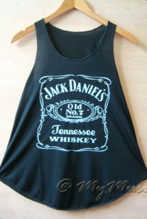 Jack Daniels Print Tank Vest T Shirts Top Ladies Womens Girls New
