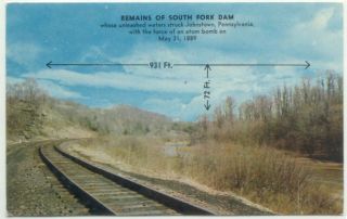 Remains of South Fork Dam Johnstown PA Flood Postcard Pennsylvania