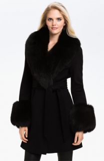 Dale Dressin Wool Coat with Genuine Fox Fur Trim