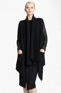 Donna Karan Collection Leather Sleeve Knit Cozy