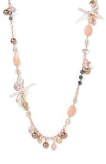 Lydell NYC Bead & Ribbon Long Strand Necklace