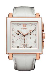 Fendi Chronograph Ceramic Watch with Leather Band