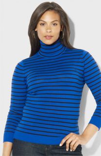 Lauren Ralph Lauren Stripe Turtleneck Sweater (Plus)