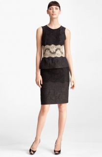 Dolce&Gabbana Contrast Lace & Jacquard Peplum Dress