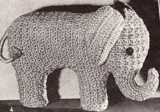 Elephant Stuffed Animal Toy Crochet Pattern Vintage 2