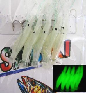 Packs Saltwater Glow in Dark Shrimp Sabiki Bait Rigs 5X Hooks New