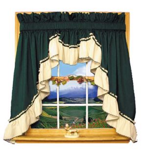 Dolly Country Ruffled 3 PC Swag Curtain Valance Set