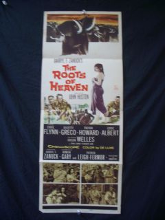 Roots of Heaven Insert Poster 1958 Errol Flynn Orson w VG